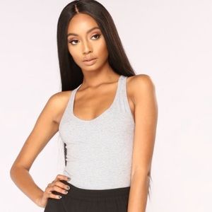Gray Racerback Bodysuit